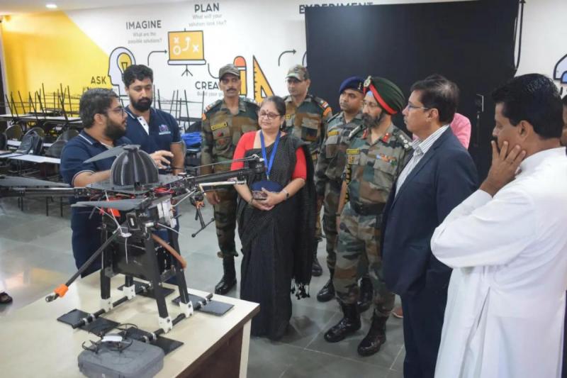 We demonstrated the in-house built Drone to Brigadier A S Sawhney, Commander HQ2, Signal Trainer in presence of the Chairman of GSInC
