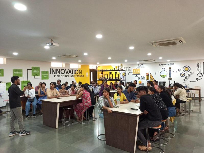 On March 23, 2024. Think Design and Prototyping Session for the students of different colleges of Goa, Maharashtra & Karnataka, -DonBosco College, Panaji-Goa; Carmel College, Nuvem-Goa; St. Aloysius College, Mangalore; St. Agnes College, Mangalore; Nirmala Niketan, Mumbai; Providence Women's College, Kozhikode, Kerala. Total Number of students are 45.