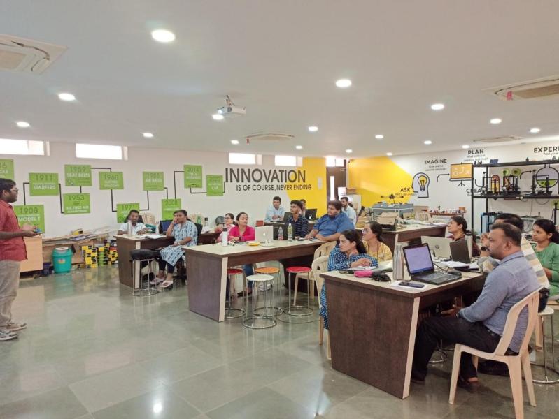 On May 07, 2025. Day-3 of Faculty Development Program- Introduction to Electronics Components and Introduction to Bi-Pedal Robot session for the IT Instructors schools teacher. Total numbers of teachers are 18.