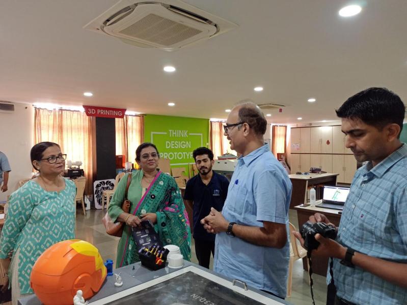 On April 24, 2024. Today, Teachers and Principal of Sharada Mandir School, Kadamba-Goa, visited in Rapid Prototyping Lab. Amazed with the tools, prototypes, projects, 3d printers and the schemes of GSInC.