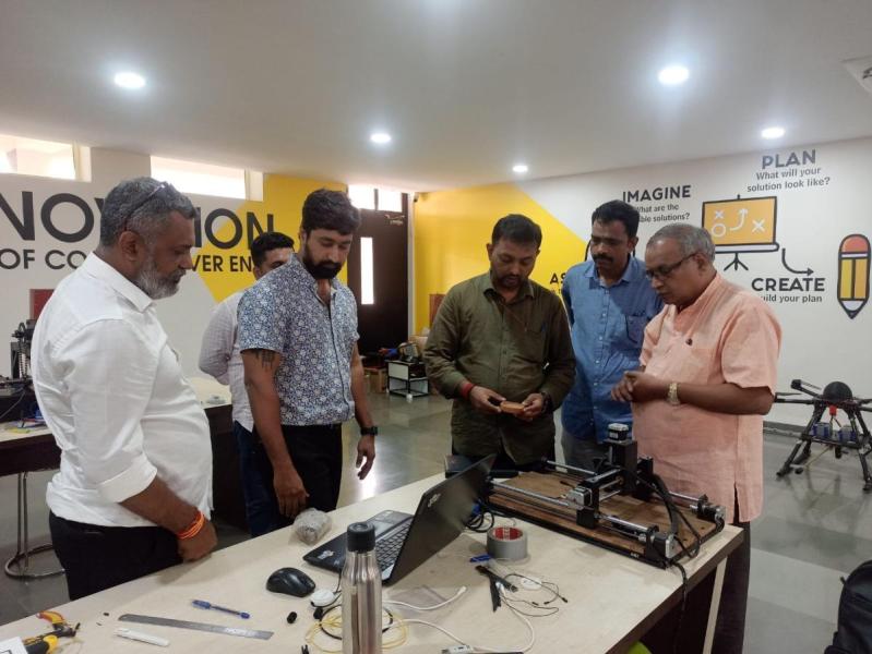 On July 31st, 2023, Mr. Lotlikar (Kalpavriksha Innovator), Mr. Rajesh, Mr. Deeptesh Naik had visited in the Rapid Prototyping Lab of Goa State Innovation Council. They were amazed with the technology and the prototypes of the Lab. Discussed about Innovations and  GSInC Schemes.