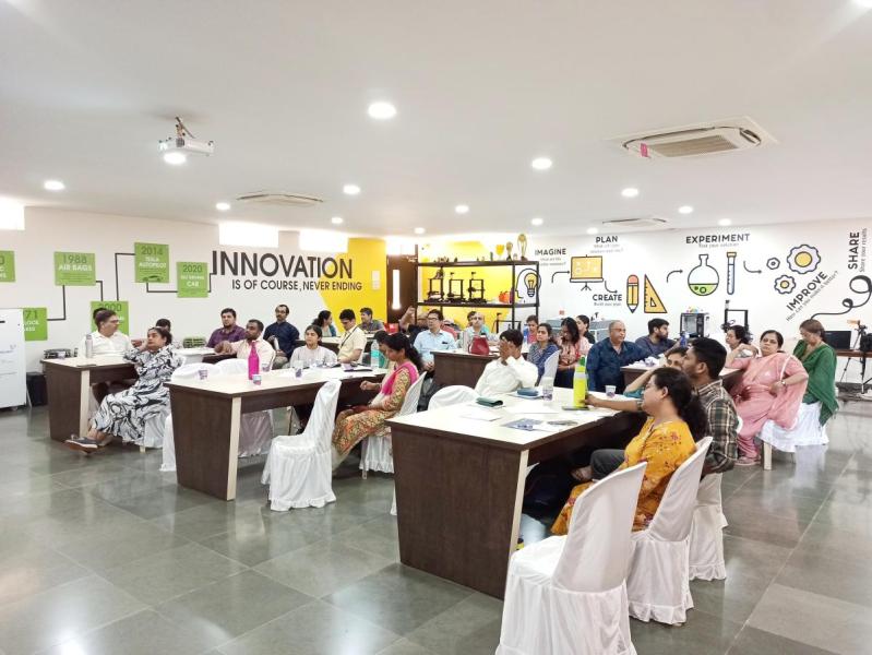 On February 24,2024. Turning ideas into reality! Think Design and Prototyping Workshop, where students learn the art of transforming their concepts into Minimum Viable Products (MVPs). Part of Faculty Development Program. Total Participants 34.