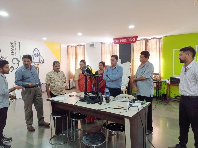 On November 28, 2023. Charting the Innovation Voyage! Chairman Mr. Jose Noronha, accompanied by Fr. Kinley D' Cruz and the Goa Public Service Commission team, immersed in the wonders of our Rapid Prototyping Lab. Witness the awe as they explore the realms of 3D Printing technology and marvel at the prototypes shaping the future.