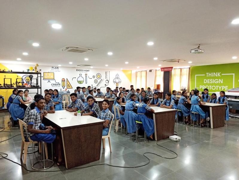 On February 15, 2024. Think Design and Prototyping Session and Workshop on 3D printing & Robotics for the students of Government High School, Pissurlem-Goa. Total numbers of students are 40.