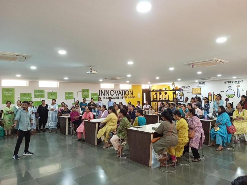 On August 18, 2023, Think, Design and Prototyping session for the School teacher (who attended Kritij Event of DBCE). Teachers were visited in Rapid prototyping Lab. They were amazed with the 3D printing and Projects done the the students. 