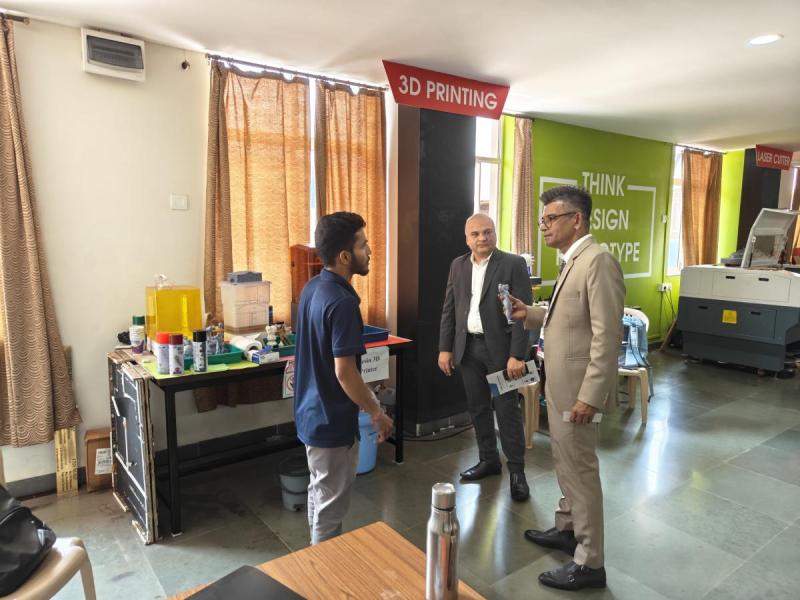 On March 02, 2024. Mr. Joy Chowdhury, from  Group President- New Initiative Herald Publication Pvt. Ltd. visited in Rapid Prototyping Lab. He was amazed with 3D printing and Lesser cutouts design. 